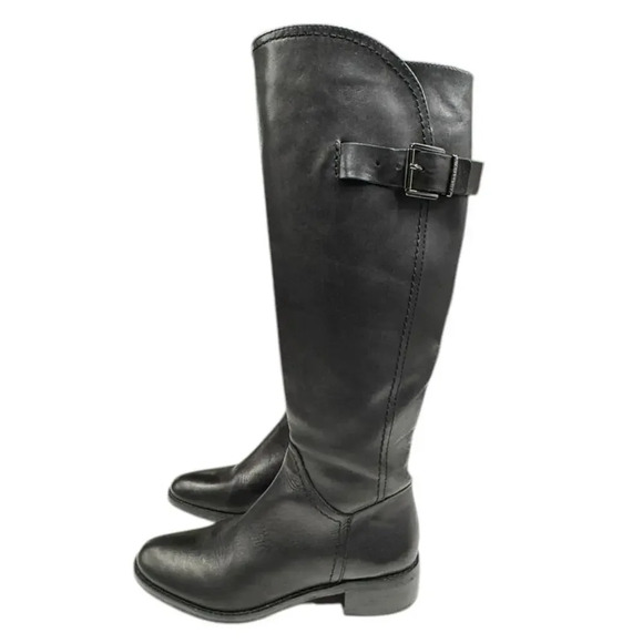 Arturo Chiang Darren Black Leather Knee High Zip Up Boots Size 8 - Picture 1 of 15